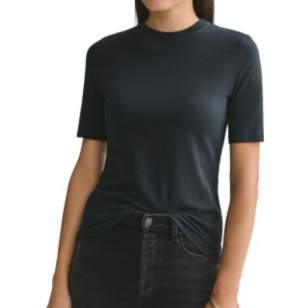 AGOLDE Elie Shirt Black Short Sleeve Quarter Sleeve Top Basic